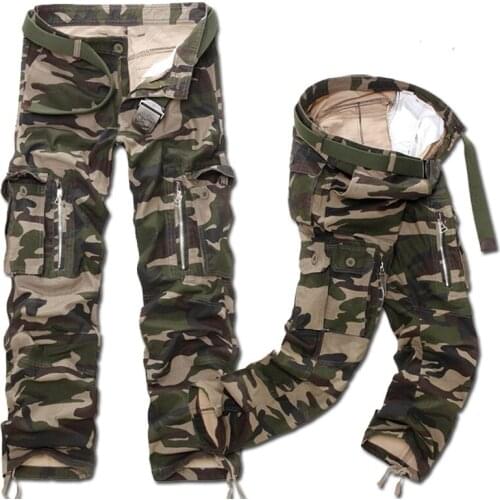 Men Loose Baggy Tactical Trousers Casual Cotton Men Multi Pockets Big Size 40 Fashion Camouflage Printed Military Cargo Pants