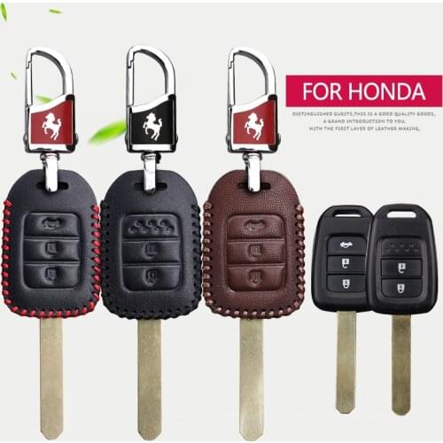 Real Leather Car Key Case Cover For Honda Accord 2020 Civic 2008 2017 4D HRV Forza Fit Freed Vezel CRV SH Jazz Pilot Key Chain