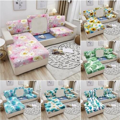 Flower Printed Sofa Seat Cushion Cover Furniture Protector for Pets Kids Elastic Stretch Washable Removable Slipcover Sofa Decor