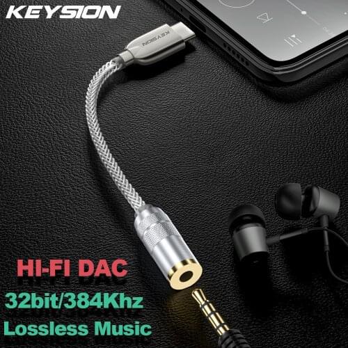 KEYSION Earphone Lossless Music DAC Decoder USB Type C to 3.5mm/2.5mm/4.4mm HD Hi-Fi Digital Audio Headphone Amplifier Adapter