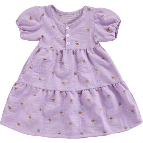 Children Floral Print Princess Dress Fashion Toddler Girls Short Sleeve O-neck Dress Casual Party Clothes Summer Costume