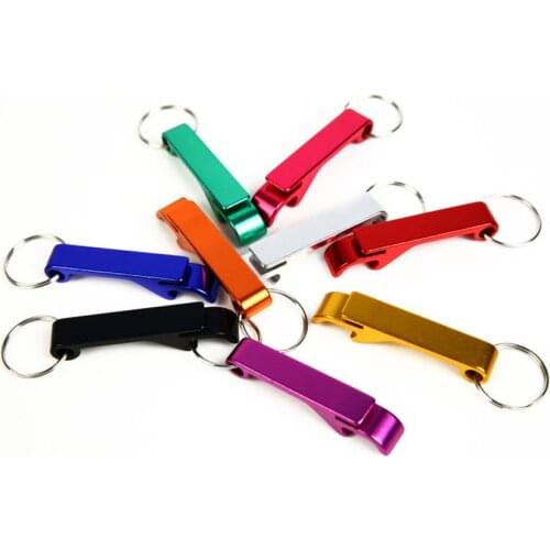 Express Free shipping 300pieces/lot Portable Aluminum Outdoor Creative Multi-function Colorful Can Bottle Opener Keychain
