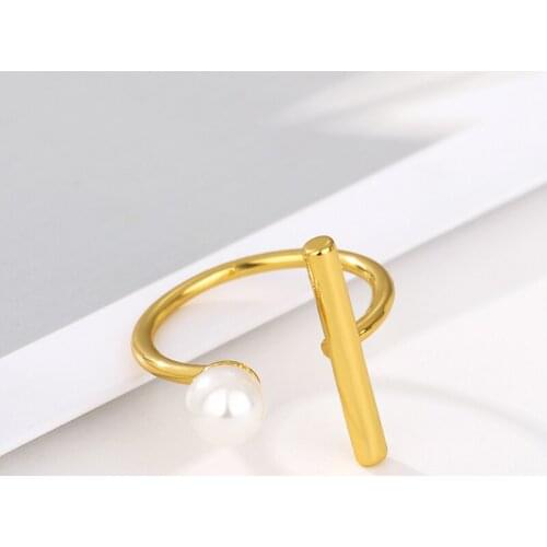 Geometric Circular Adjustable Ring Elegant Simple Novel Chic Pearl Fashion Girl Metal Street Photography Fashion Accessories