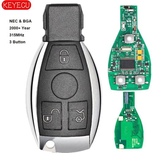 Keyecu Smart Key 3 Buttons 315MHz/433MHz for Mercedes Benz Auto Remote Key Support NEC And BGA 2000+ Year