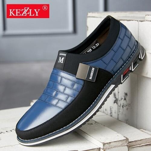 KEZZLY Plus Size 38-46 NEW 2020 Leather Men Casual Shoes Brand Mens Loafers Moccasins Breathable Slip on Driving Shoes