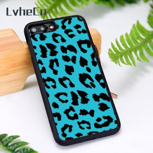 LvheCn Silicone Rubber Phone Case Cover for iPhone 6 6S 7 8 Plus X XS XR 11 12 Mini Pro Max Teal Black Leopard Skin Spots