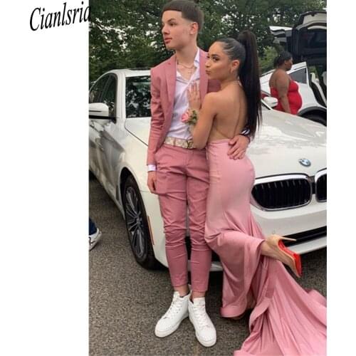 2021 Pink Fashion Sunshine Men Suits 2 Pieces (Jacket+Pants) Peaked Collar Slim Fit Suits for Wedding Dinner Party