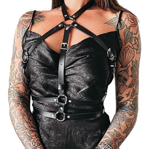 Chest Cage Bondage Strap Sexy Women Leather Harness Belts PU Gothic Lingerie Garter Party Club Wear Bra Harness Suspender Belts
