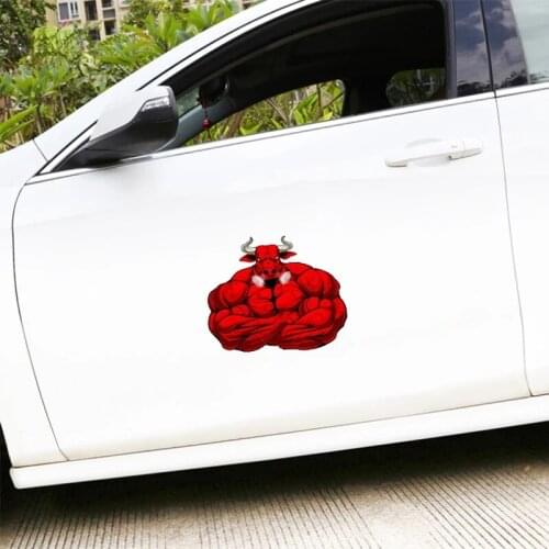 15*13cm Red Angry Bodybuilding Bull Stickers for Auto Skateboard Computer Luggage Car Laptop Decal Styling