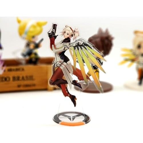 Love Thank You OW watch Mercy acrylic stand figure model plate holder cake topper anime FPS cool video game heroes never die