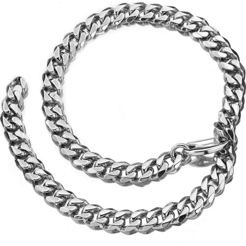 20-40inch 15mm 19mm Men Big Tial Chunky Necklace Stainless Steel Curb Cuban Chain Free Adjustable Choker Silver Color