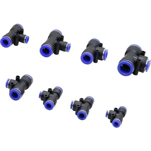 Pneumatic Reducing Tee Connector 10mm 8mm 12mm 6mm 4mm 16mm OD Hose Tube 3 Way T shaped Connector Push In Air Gas Adapters