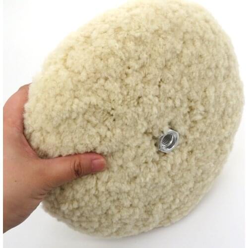 Wool Polishing Pad 8" Buffing Pad with Hook and Loop Compound Cutting & Polishing & Waxing 100% Natural Wool For Car Polisher