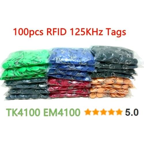 8 Color 100pcs RFID 125KHz Tag TK4100 EM4100 Proximity ID Token Tags Key fobs Ring RFID Card for Access Control Time Attendance
