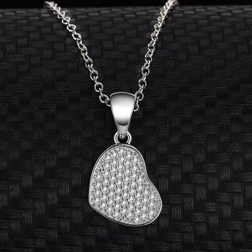 S925 Sterling Silver Micro Inlay Heart-Shaped Love Simplicity Fashion Necklace Europe And The United States Jewelry Pendant