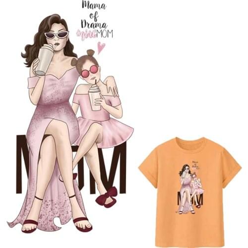 Cute Girl Patches For Clothes DIY Washable T-Shirts Heat Transfer Thermal Sticker Fashion Parent-Child Style Iron On Applique