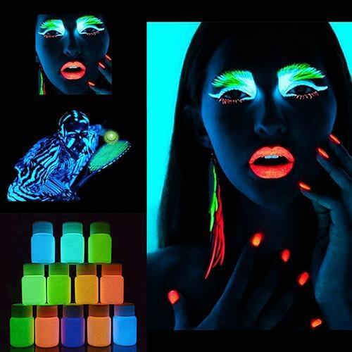 Face Body Art Skin Makeup Luminous Painting Glow in Dark Paint Powder Neon Fluorescent Party Festival Halloween Cosplay Makeup