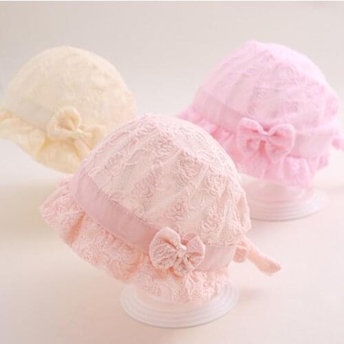 Spring Summer Lace Bow Sun Hat Toddlers Newborn Baby Girls Boy Kids Soft Bonnet Photography Props For Baby Accessories