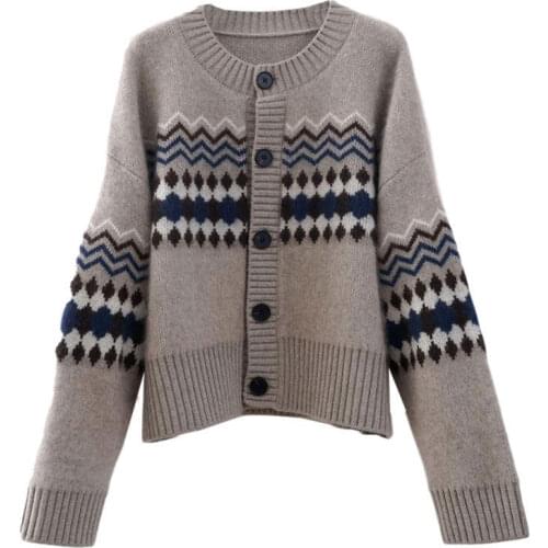Knit Cardigan Sweater Autumn Winter Womens Coat Tops Single-Breasted Heavy Industry Knitted Sweater Cardigan Jacket Outerwear