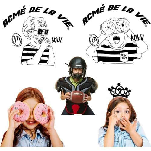 Funny European and American little boys and girls cool action pattern heat transfer stickers DIY iron on childrens clothing