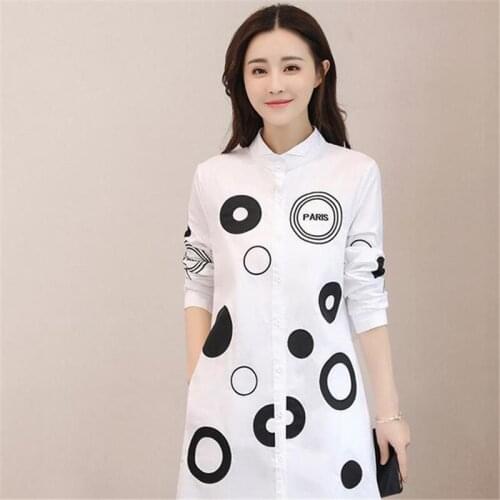 Spring Autumn Women Shirts Temperament Korean Style Blouses Long Sleeve Polo-Neck Loose Casual Blusas Fashion Tops MM0605