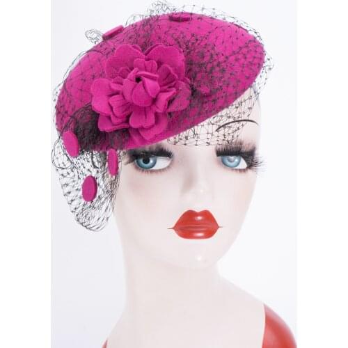 Womens Ladies Fascinators Formal Floral Netting 100% Wool Felt Hat Cocktail Church Party Wedding Royal Ascot Event Winter Cap