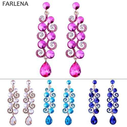 Fashion Vine Shape bling Crystal Long Earrings Drop Earrings for Women Wedding Party Jewelry Accessory