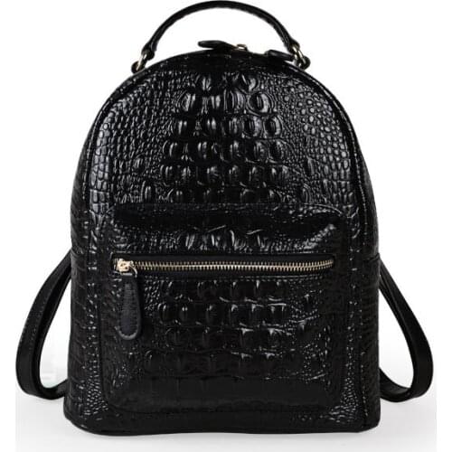 2021 Women Cowhide Laptop Backpack New Crocodile Pattern Casual Fashion Leather Handbags Shoulder Travel Designer Backpack