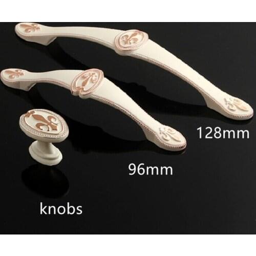 128mm ivory white kitchen cabinet dresser door handle gold white drawer shoe cabinet cupboard knob european style furniture knob