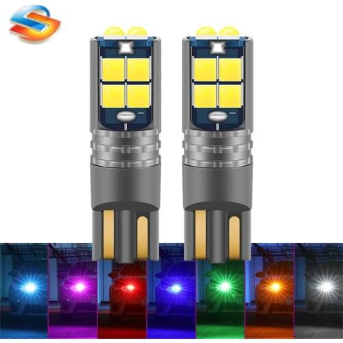 2PCS 3030 Car LED 10SMD T10 W5W Super Bright Bulbs Waterproof DRL Turning Signal Lamp White Red Blue Parking Lights 12-24V
