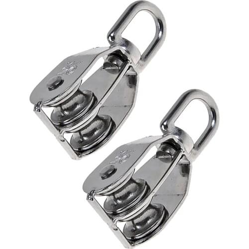 2pcs M20 Stainless Steel Double Sheave Swivel Eye Rope Pulley Block Wheels