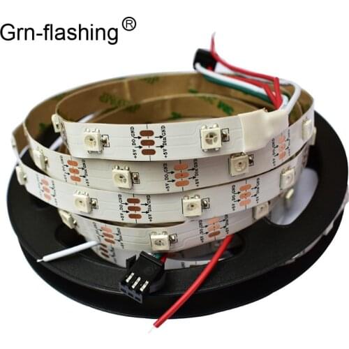 5m ws2812B Colorful led strip light SMD 5050 30leds/m IP30 white PCB DC5V powered 2812 IC Dream Magic Color flexible strip light