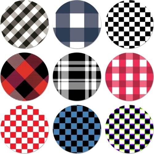 58mm Black White Plaid Badge Brooch Pin Accessories For Clothes Backpack Decoration gift
