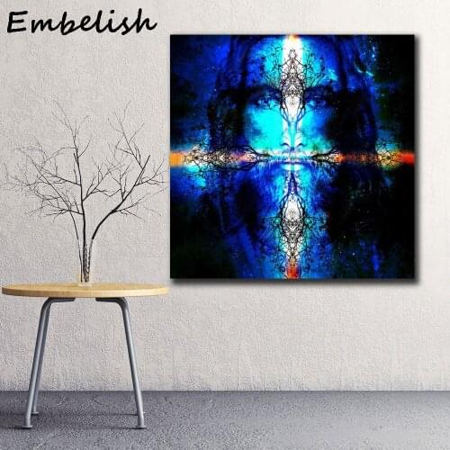 Free Shipping Jesus Christ With Ornament Tree Modern Wall Posters For Home Decor HD Canvas Painting Living Room Picture