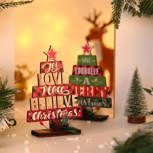 DIY Wooden Christmas Tree with English Letters Education Gift Wall Hanging Decoration for Children Kids TS2