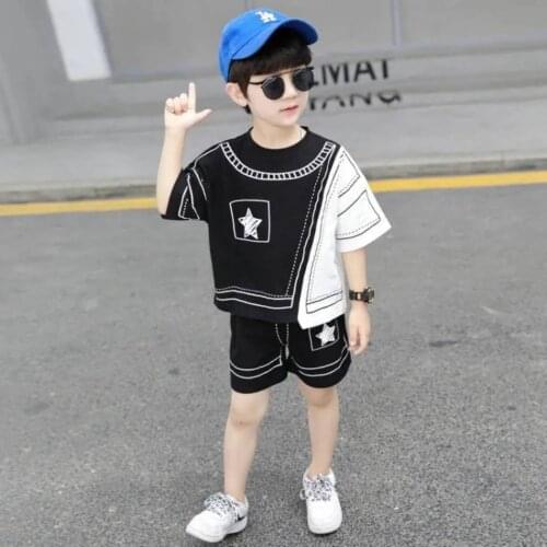 Kids Clothes Boys Summer Outfits Teenage Children Short Sleeve T Shirt Shorts Set Boys Clothing Casual Suit 2T 3T 4 6 7 8 Years