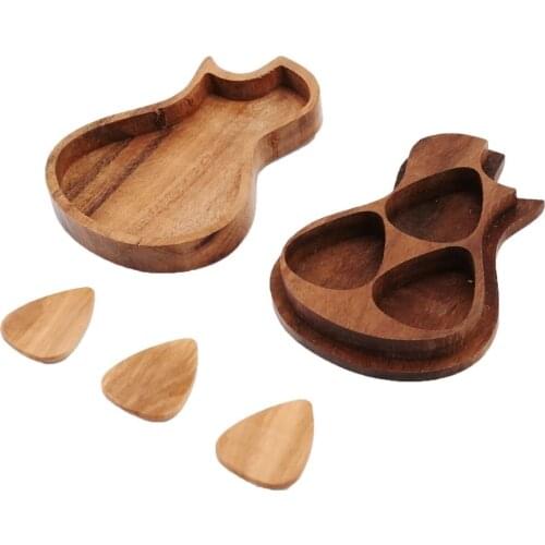 Guitar Picks Iron Pick Box Holder Collector with 3pcs Different Wood Picks Mediator for Guitar Accessories & Parts guitar tool