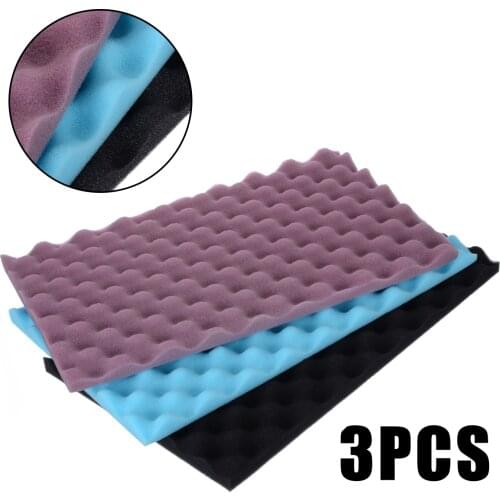3pcs/set Sponge Pads Aquarium Filter Foam 45x28x2cm for Fish Tank Inlet Pond Flame Retardant Silencing Sponge Black/Purple/Blue