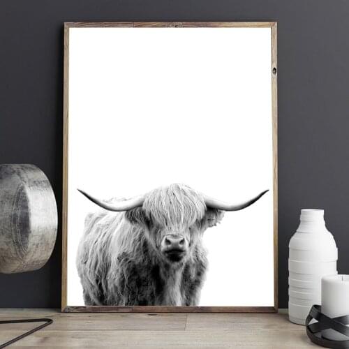 Wall Art Freedom Highland Cow Prints and Poster Photography Cattle Canvas Art Painting for Living Room Decor Yak Wall Decoration