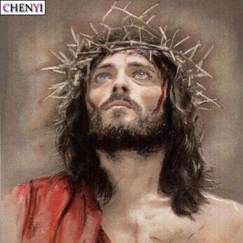 CHENYI 5D Diamond Painting Religious Cross Stitch Diy Diamond Embroidery Full Square Jesus Mosaic Handicrafts Decoration Home