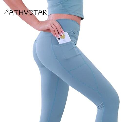 ATHVOTAR Slim Yoga Pants Running Sport Quick Dry High Waist Hip Lift Gym Clothing High Elasticity Fitness Solid Leggings