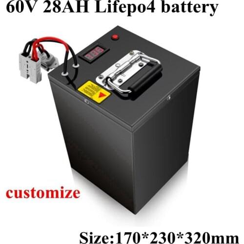 Brand New 60V 28Ah Power Battery Lifepo4 Lithium Battery Portable Light Weight Metal Case Motor Electric Bike + Free Shipping