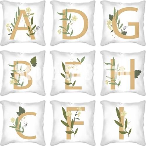 Linen Pillowcase Flowers leaf alphabet Series for Art Bedroom A Living Room Home Hall Decorative Cushion Pillow Cover 45*45cm