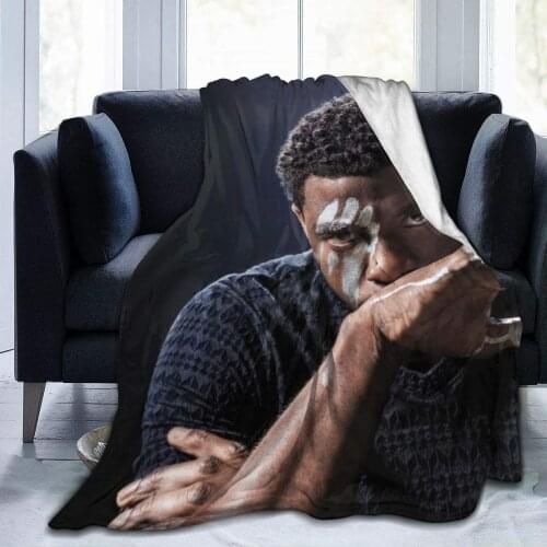 Black Panther Chadwick Boseman Wakanda Forever Novelty Blanket Fleece Throw Blanket Super Soft Lightweight for Couch Sofa