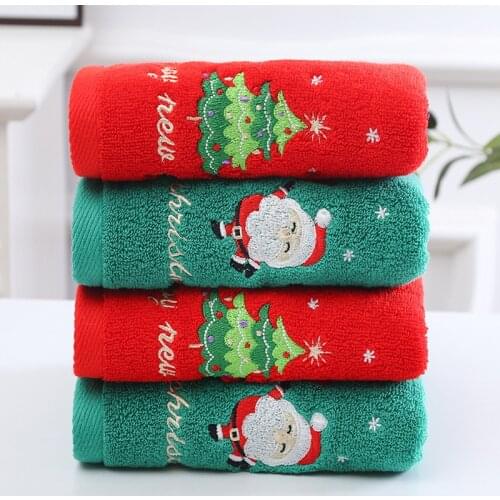 New Navidad Xmas Face Towel Christmas Red Santa Claus New Year Gift Home Bathroom Washing Hand Face Towel Cloth Man Woman Gym