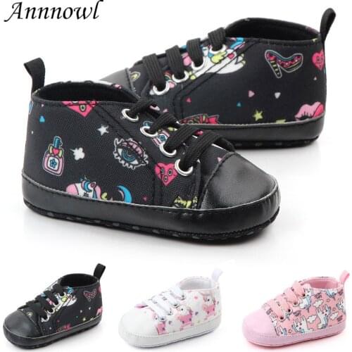 New Fashion Baby Girl Shoes Catoon Soft Sole Toddler First Walkers Lace-up Infant for 1 Year Old Boys Crib Shoe Newborn Footwear