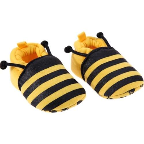 Cute Cartoon Yellow Bee Pattern Newborn Baby Infant Shoes Elastic Band Soft First Walker Baby Shoes