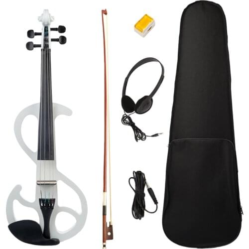 Full Size 4/4 Electric Violin Set w/ Bow + Hard Case + Headphones + Rosin + Audio Cable Musical Instrument for Beginners