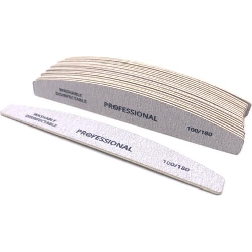 10pcs/lot Professional Nail File 100/180 Sandpaper Wooden Vijlen Nail Buffer Polish Lime A Ongle Washable Manicure Nail Art Tool