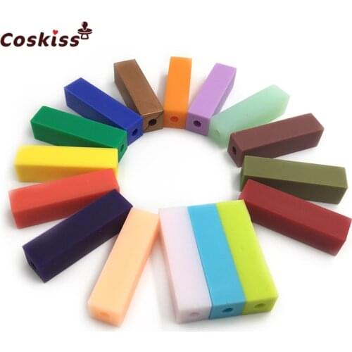 Rectangle Silicone Beads(BPA Free) DIY Baby Teether Toys Baby Teething Accessories Infant Soother Chain Nursing Toys Shower Gift